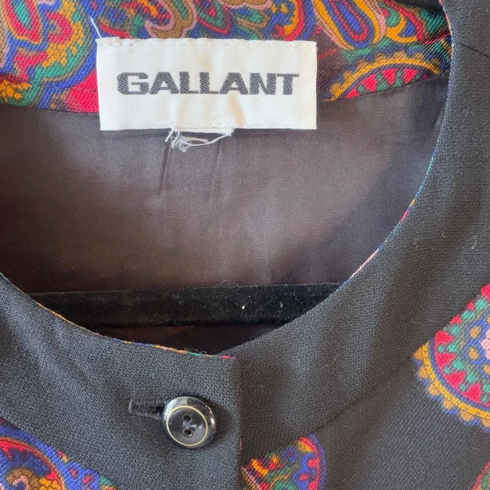 Vintage Gallant Paisley‎ Plaid Print Button Front Jacket Size Large